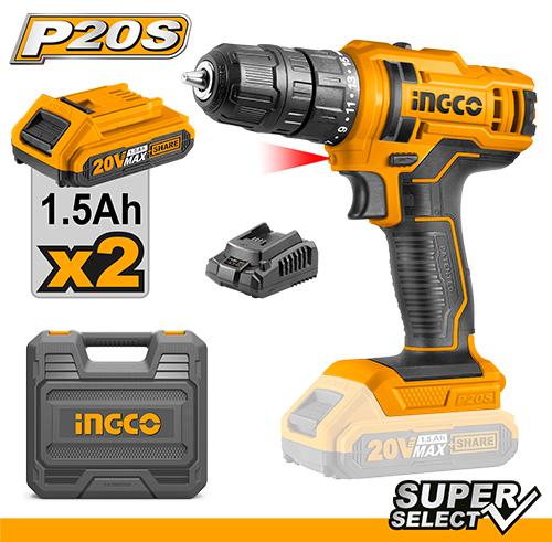 HE TALADRO ATORNILLADOR INALAMBRICO 3/8" 20V LED INGCO